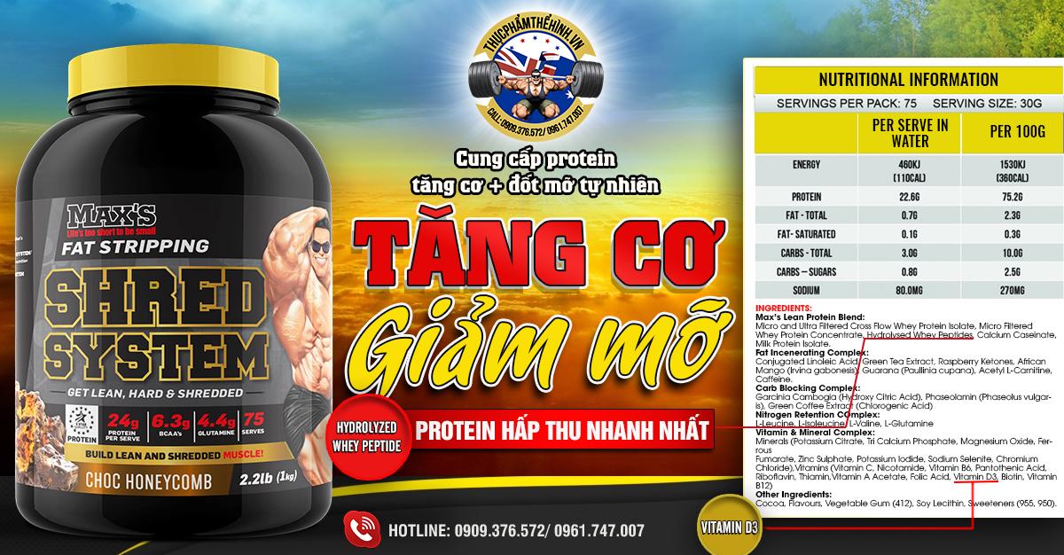 Max's Shred System tăng cơ, giảm mỡ